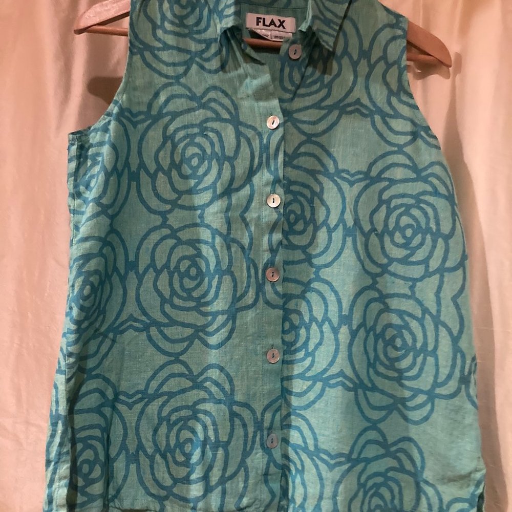 FLAX 100% Linen Button Down Tank, Petite